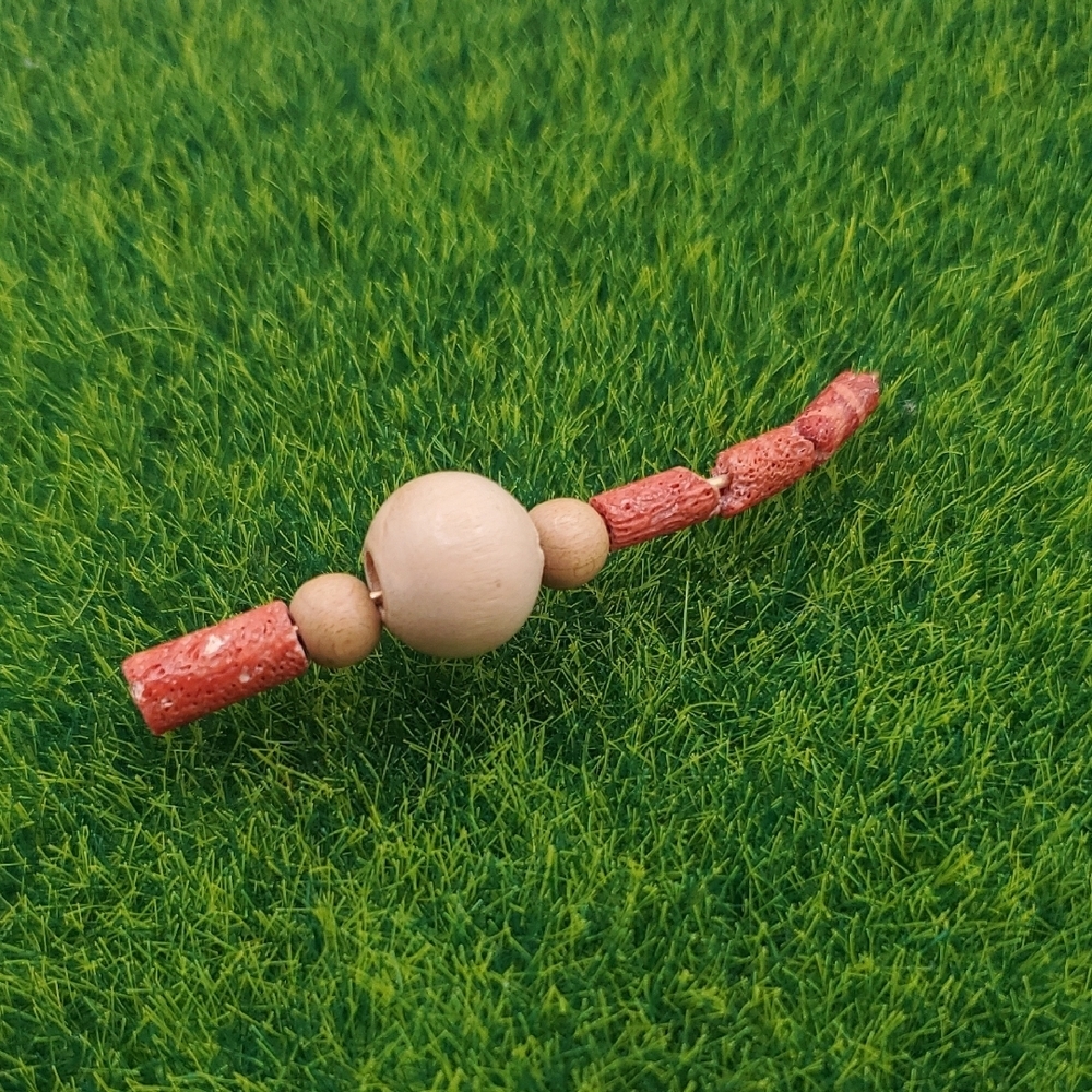 Orange Wooden Tibetan Pendant P326